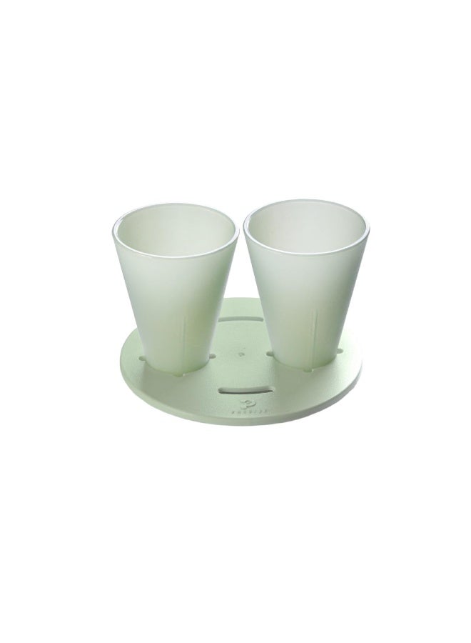 برسايذ اي طقم تقطير ثنائي العدسات باللون الأخضر الفيروزي - ماكينة تحضير قهوة مزدوجة التقطير مع قمع تقطير بلاستيكي، وإبريق زجاجي، وتصميم مسطح لتحضير كوب أو كوبين من القهوة المختصة - Image 2